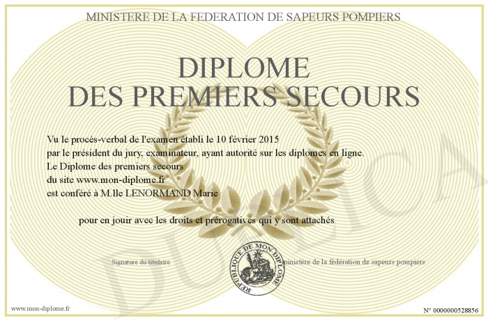 diplome de premier secours
